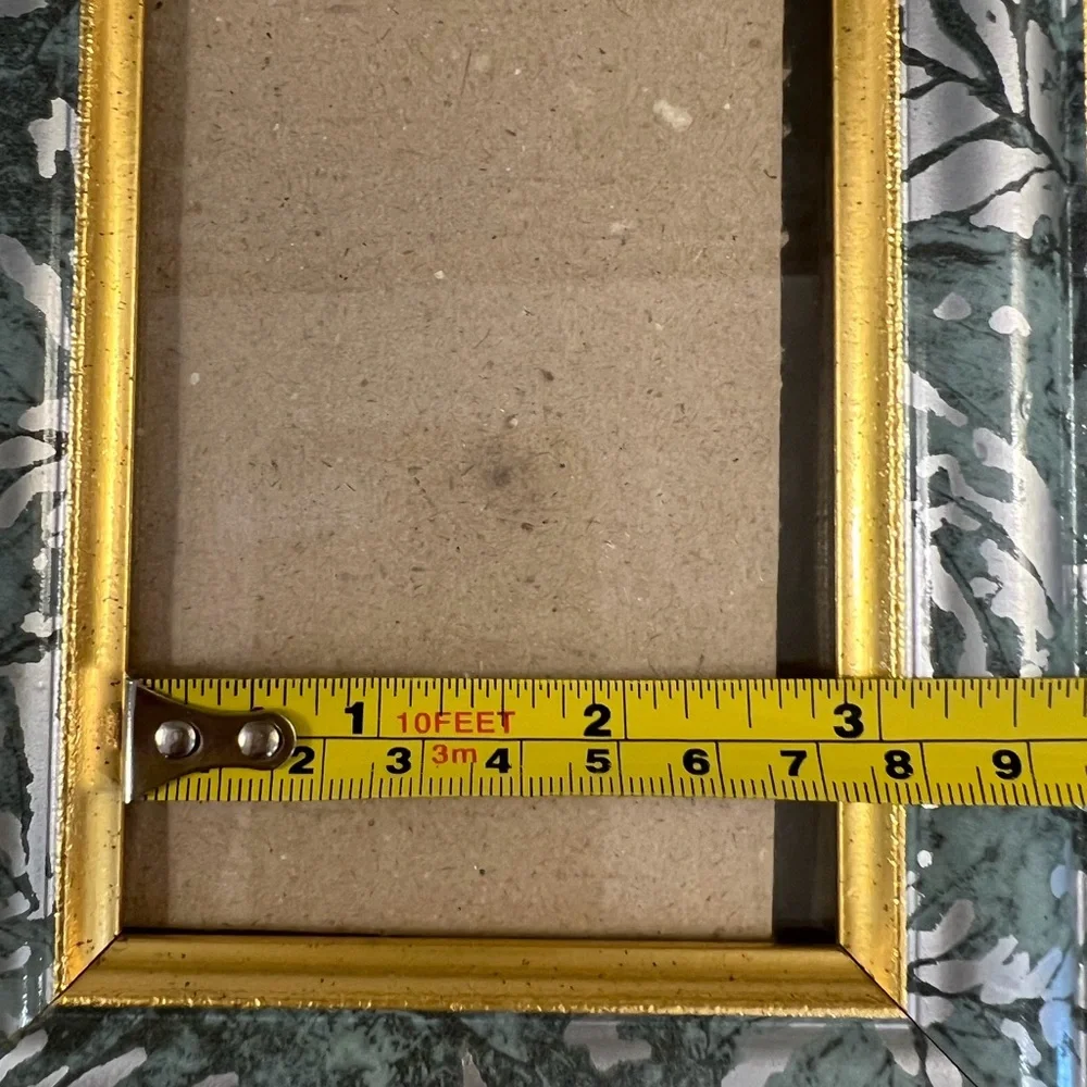 Vintage 1980’s Picture Frames Set Of 2 Floral Fauna Teal Gold Silver 5x7 Photo